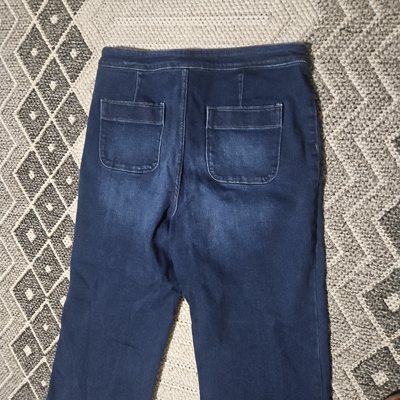 LC Lauren Conrad Wide Leg Super High Rise Trouser Dark Blue Jeans - Picture 6 of 15